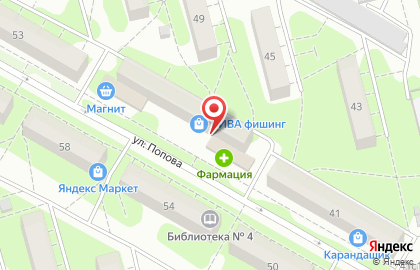 Магазин строительных материалов Дровосек на улице Попова на карте