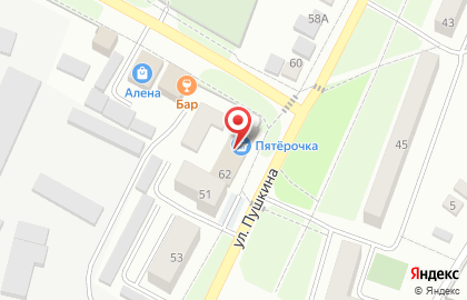Супермаркет Пятёрочка, сеть супермаркетов на улице Пушкина на карте