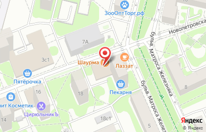 Магазин фастфудной продукции на Новопетровской улице на карте