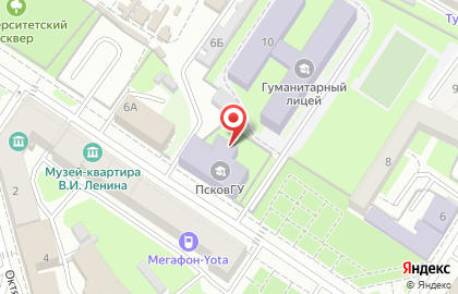 ПсковГУ, Псковский государственный университет на улице Ленина на карте