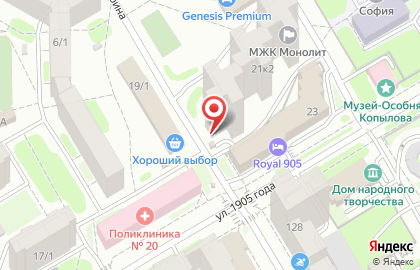 Железнодорожный район Киоск по продаже фруктов и овощей на Площади Гарина-Михайловского на карте