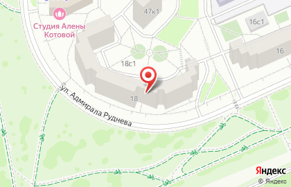 Киоск по продаже фруктов и овощей, район Бутово Южное на улице Адмирала Руднева на карте
