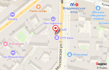ОТП банк на метро Владимирская на карте