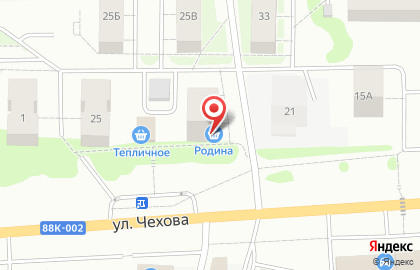 Продуктовый магазин Родина на улице Чехова на карте