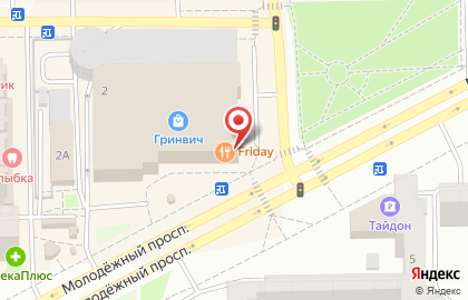 Ресторан Friday на Молодёжном проспекте на карте