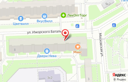 Продуктовый магазин Микс на улице Ижорского Батальона на карте