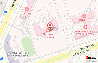 Городская детская больница на улице Свердлова на карте