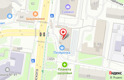 Сеть супермаркетов Пятёрочка на улице Карпинского, 63а на карте