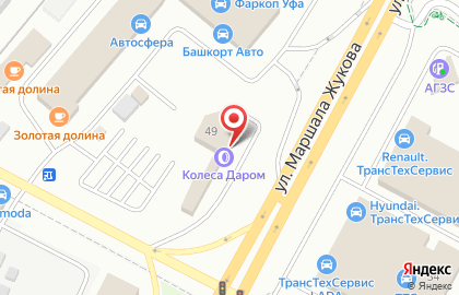 Шинный центр Колеса Даром на улице Маршала Жукова на карте