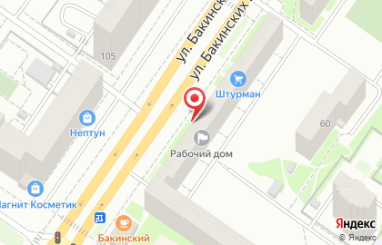 Магазин РозаМаркет на улице Бакинских Комиссаров на карте