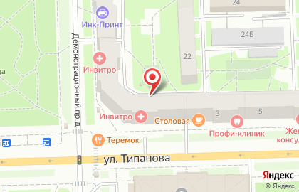 Киоск фастфудной продукции, Московский район на улице Типанова на карте