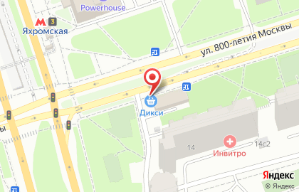 Супермаркет ДИКСИ на улице 800-летия Москвы на карте