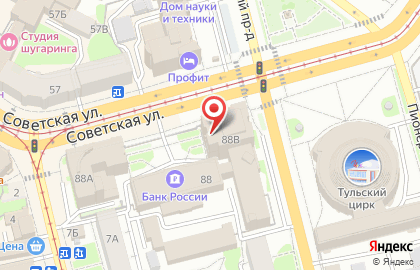 Банкомат Московский Индустриальный банк, филиал в г. Туле на Советской улице, 88 на карте