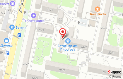 Вектор на улице Пирогова на карте