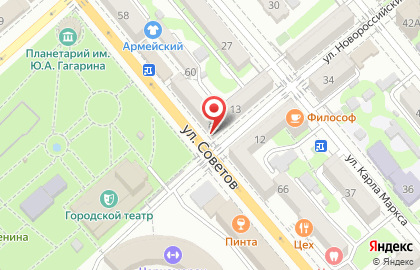 Магазин спортивного питания Атлет на улице Советов на карте