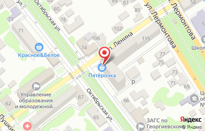 Супермаркет Пятёрочка на улице Ленина на карте