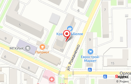 Супермаркет Пятёрочка на улице Романенко на карте