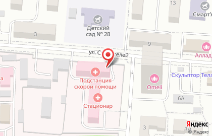 Московская областная станция скорой медицинской помощи на улице Строителей на карте