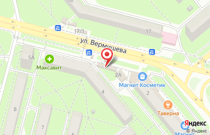 Киоск по продаже быстрого питания на улице Вермишева на карте