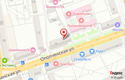 Зеленый свет на Ополченской улице на карте
