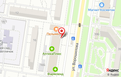 Супермаркет Пеликан на улице Ворошилова, 16а на карте