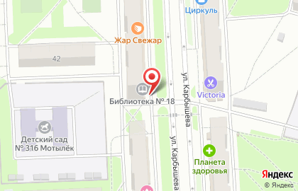Библиотека №18 на улице Карбышева на карте