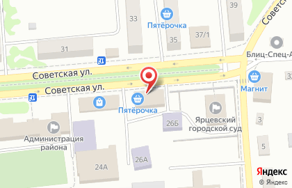 Супермаркет Пятёрочка, сеть супермаркетов на Советской улице на карте