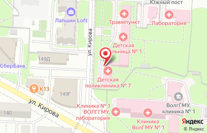 Детская больница №1 в Кировском районе на карте