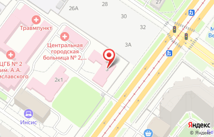 Центральная городская больница №2 на улице Челюскинцев, 3 на карте