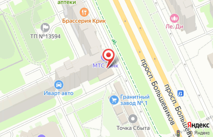 Банкомат Восточный на метро Проспект Большевиков на карте