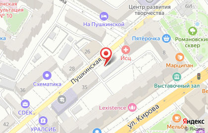 Киоск по продаже печатной продукции на Пушкинской улице на карте