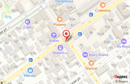 Салон продаж Tele2 на Крымской улице в Анапе на карте