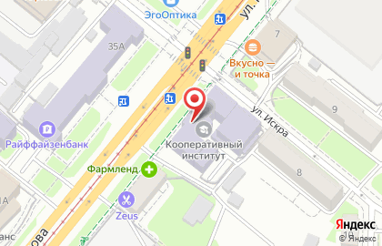 Казанский кооперативный институт на улице Николая Ершова на карте