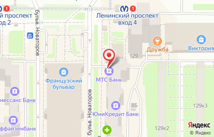 Банкомат МТС-банк на метро Ленинский проспект на карте