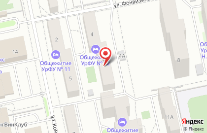 Общежитие, УрФУ в Кировском районе на карте
