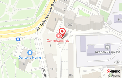 Медицинский центр Санмедэксперт на улице Трёхгорный Вал на карте