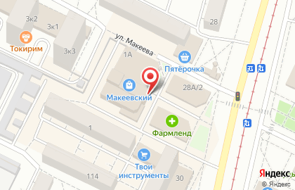 Продуктовый магазин Рязанский на улице Макеева на карте