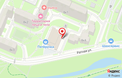 Пятерочка Универсам на Бульваре Дмитрия Донского (ул Ратная) на карте