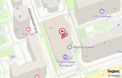 Территория Фитнеса в Реутове на Юбилейном проспекте на карте