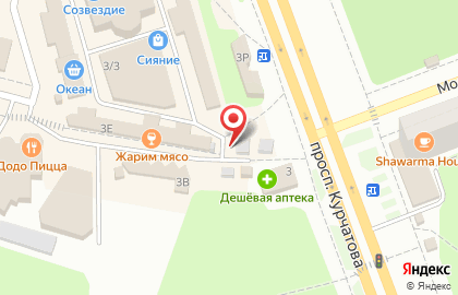 Киоск фастфудной продукции на проспекте Курчатова на карте