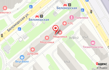 Поликлиника МедСемья на Беломорской на карте