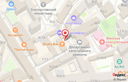 Пиццерия Domino`s Pizza в Малом Златоустинском переулке на карте