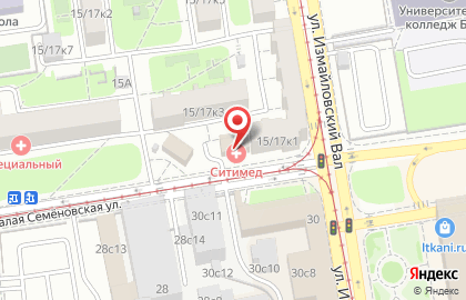 Медицинский центр СитиМед на Малой Семёновской улице на карте
