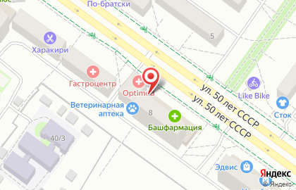 Центр лазерного восстановления зрения Optimed на улице 50 лет СССР на карте