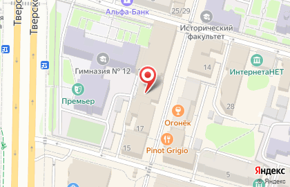 Тверской меридиан на Трёхсвятской улице на карте
