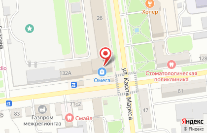 ТЦ Омега, торговый центр на улице Карла Маркса на карте