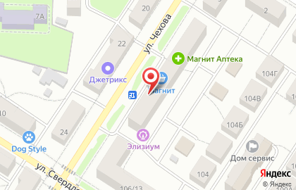 Супермаркет Магнит у дома в Ленинском районе на карте