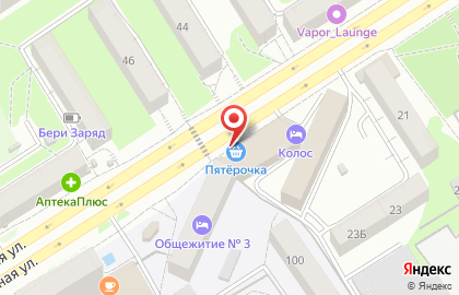 Супермаркет Пятёрочка в Железнодорожном районе на карте