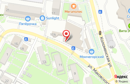 Продуктовый магазин на улице Маковского 17А на карте