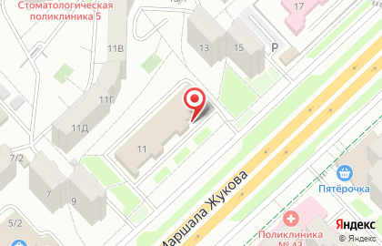Банк Уралсиб на улице Маршала Жукова на карте